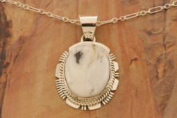 Native American Jewelry Genuine White Buffalo Turquoise Pendant